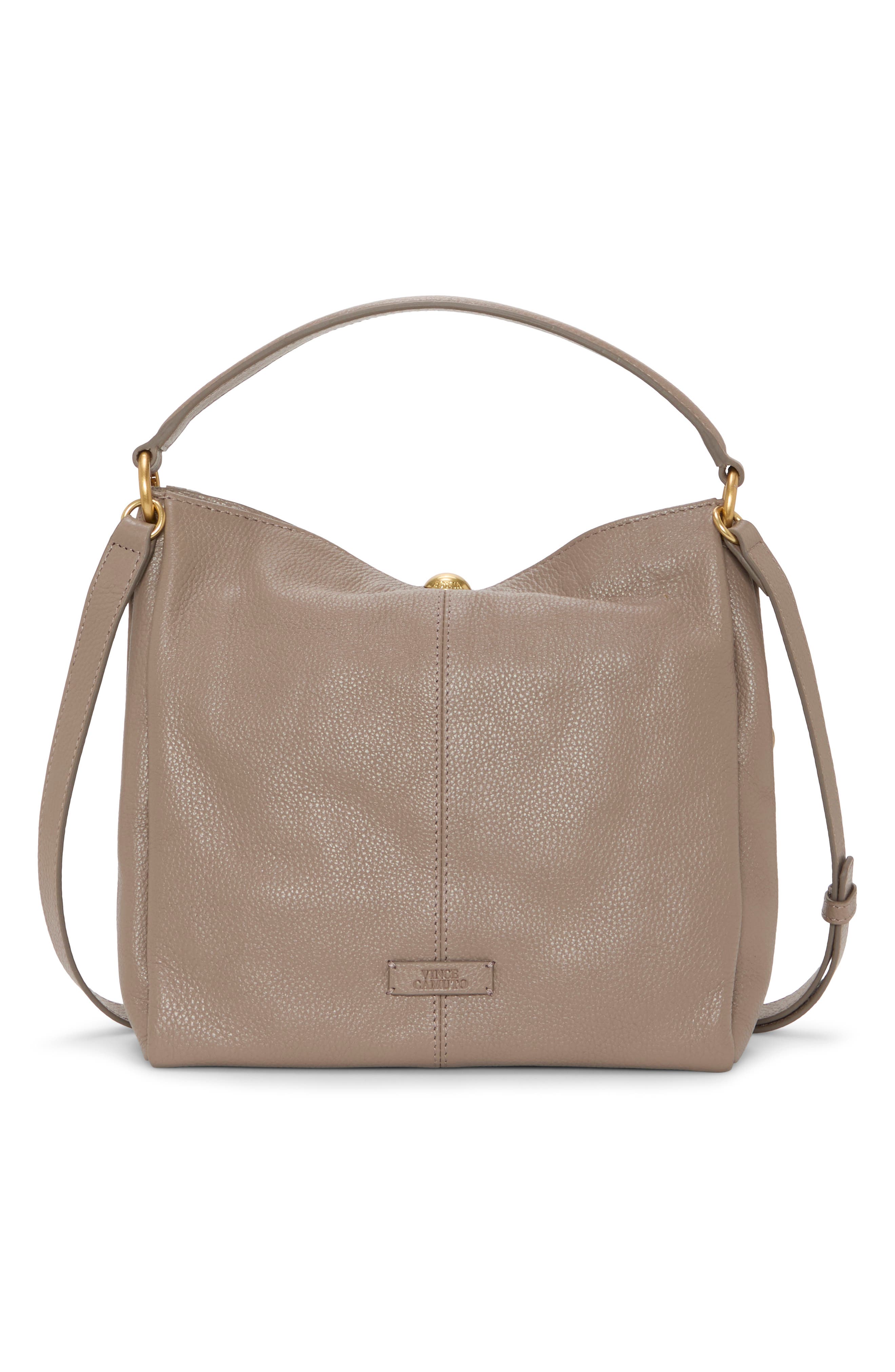 Vince Camuto Medna Leather Shoulder Bag, Alternate, color, Beige