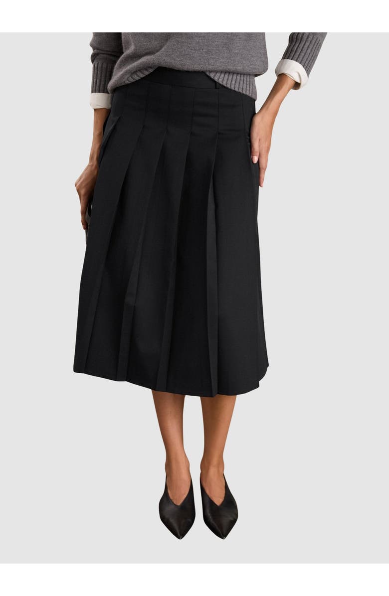 81043072 Pam Wool Blend Pleated Midi Skirt, Main, color, Caviar Black