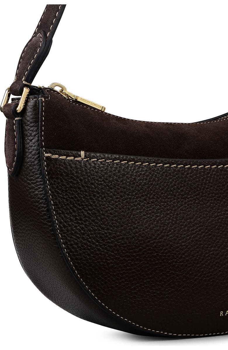 Radley Portland Way Small Zip Top Leather Shoulder Bag, Alternate, color, Dark Oak