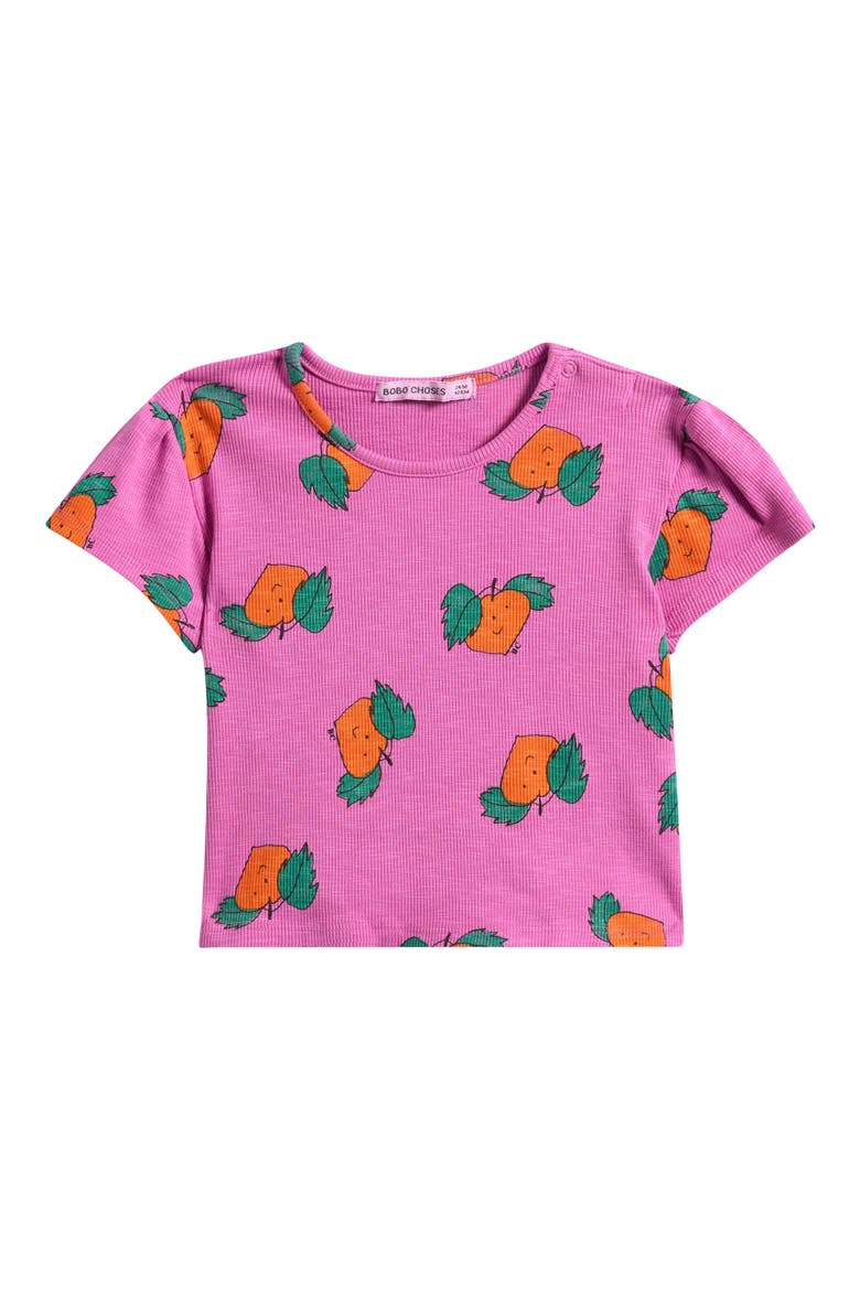 Kids' Tangerine Print Knit T-Shirt, Main, color, FUCHSIA