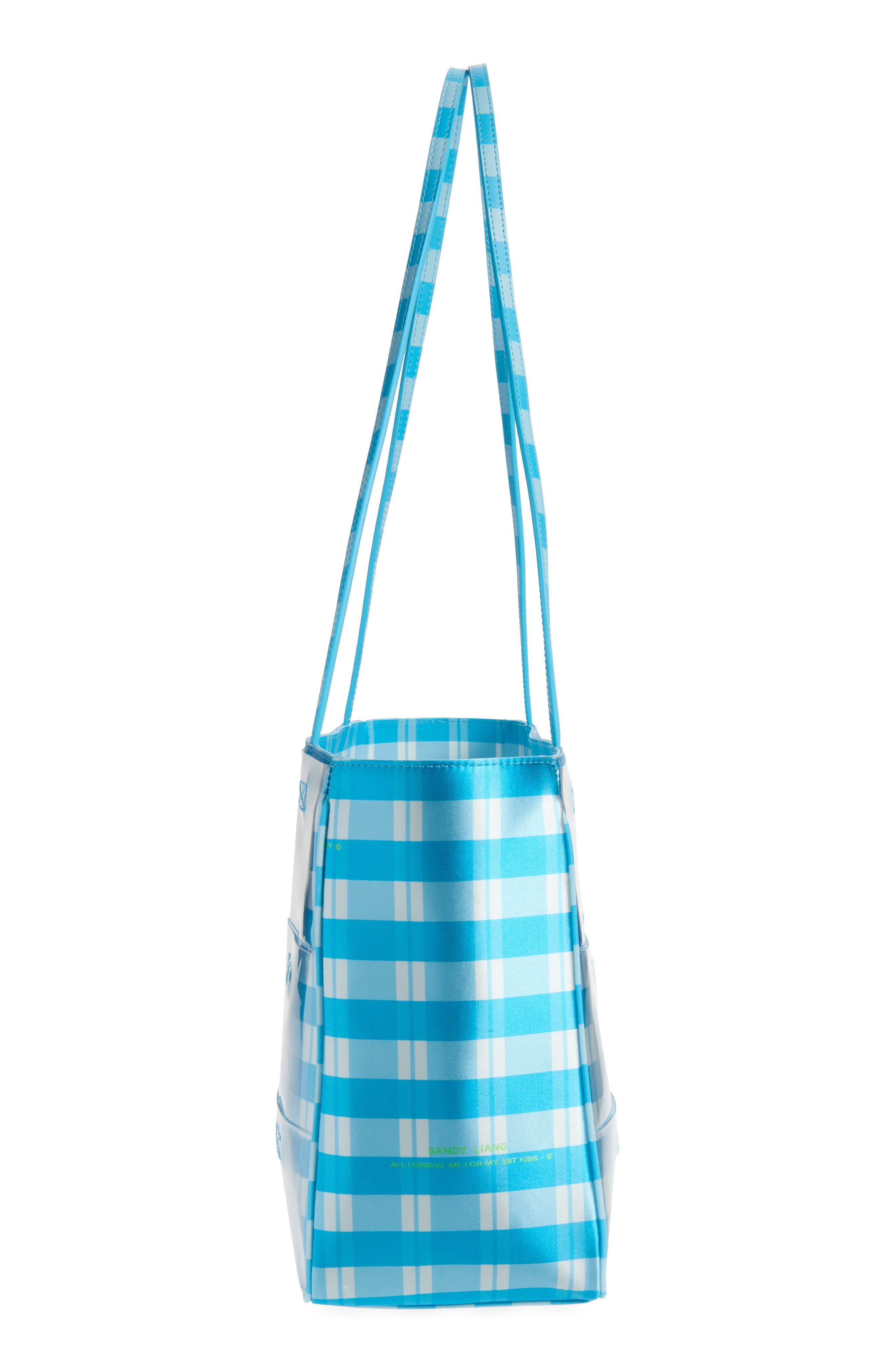 Sandy Liang Windows Check Tote, Alternate, color, Blue Multi