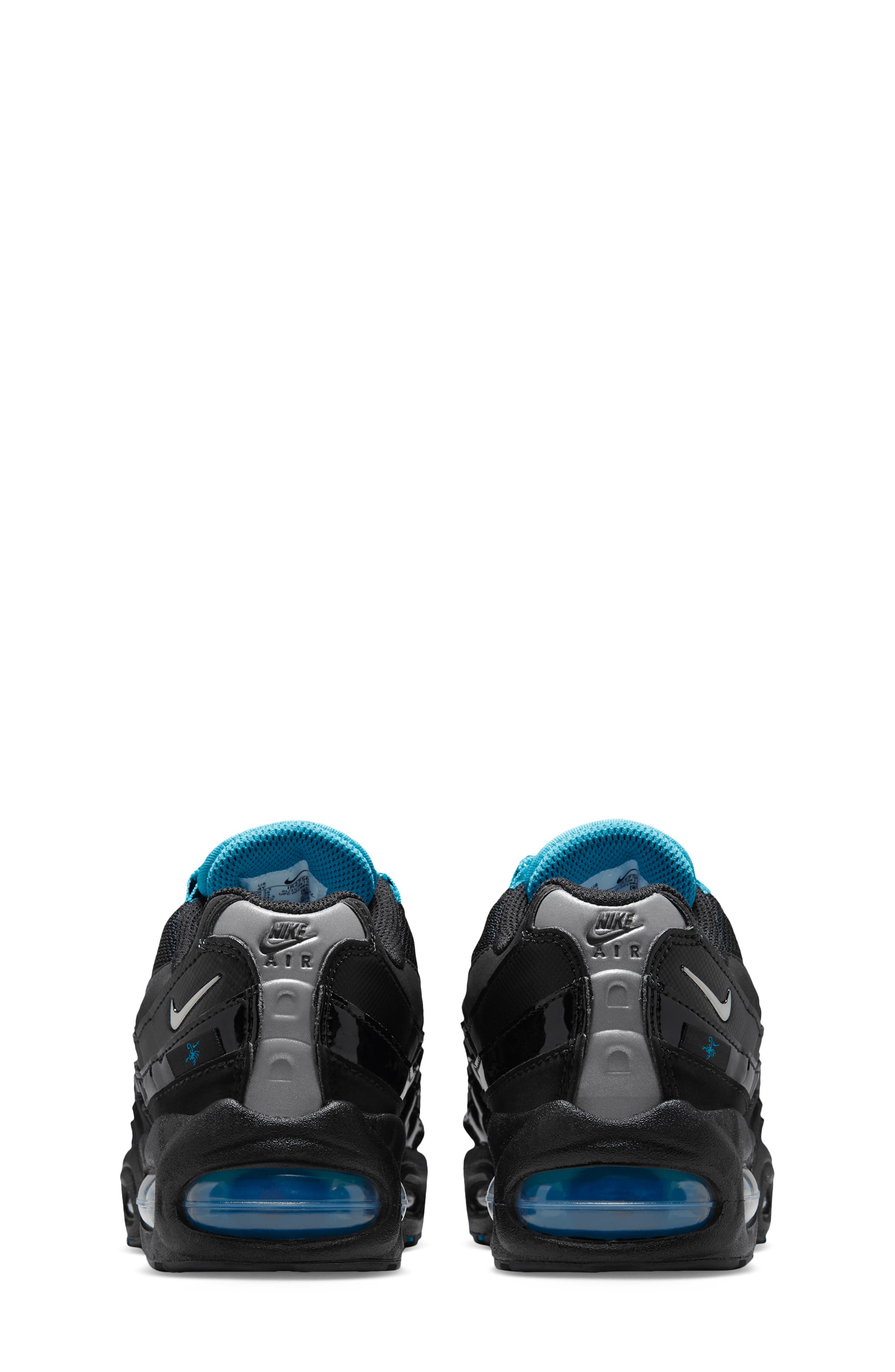 Kids' Air Max 95 SE Sneaker, Alternate, color, BLACK/ BLUE/ SILVER/ CHROME