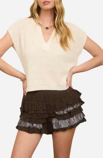 Batwing Sleeve Split Neck Sweater