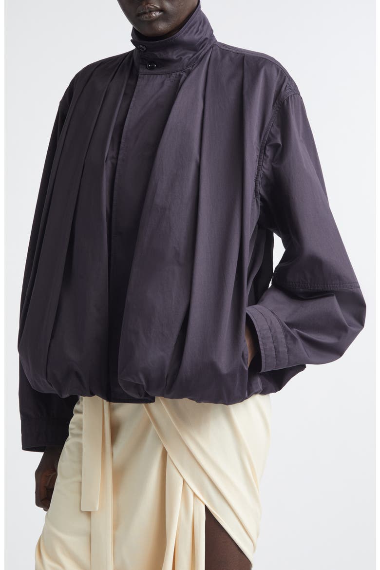 Soft Pleated Cotton Sateen Blouson Jacket, Alternate, color, INK BLUE