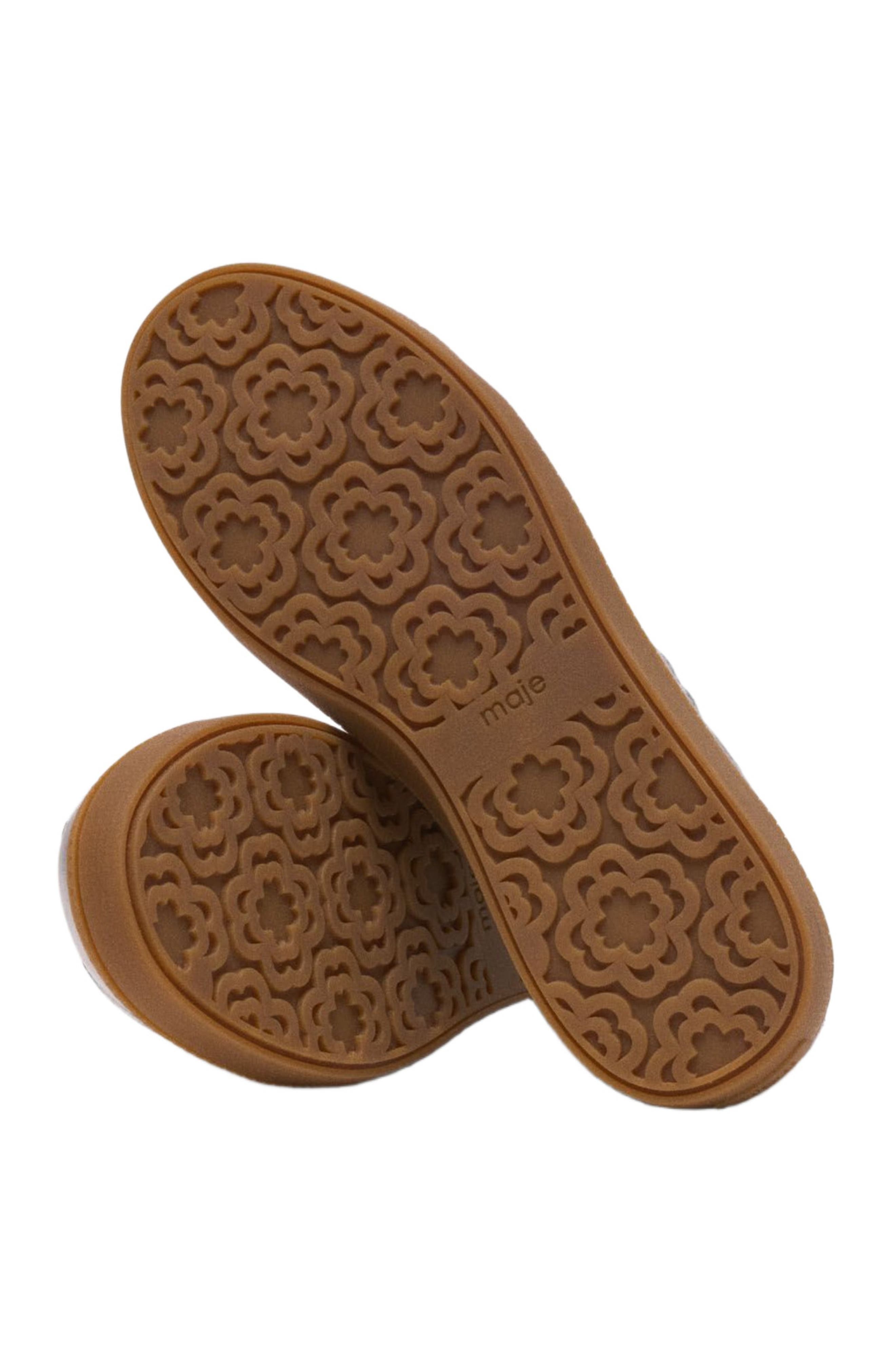 maje Metallic leather sneakers, Alternate, color, Silver