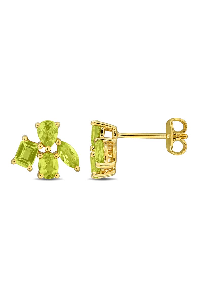 1 2/5 ct. t.w. Peridot Floral Stud Earrings, Main, color, GREEN