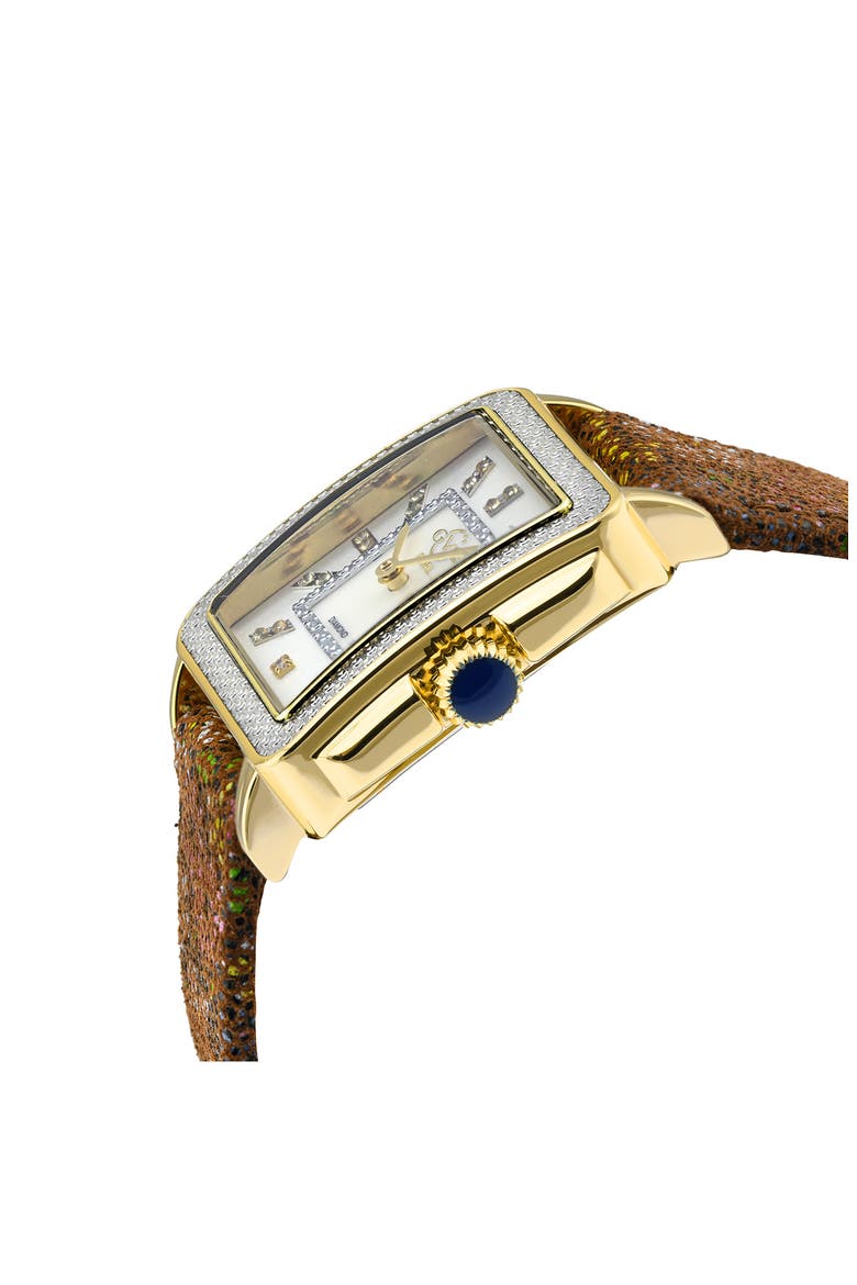Padova Diamond Leather Strap Watch, 27mm x 30mm - 0.0116ct., Alternate, color, BROWN