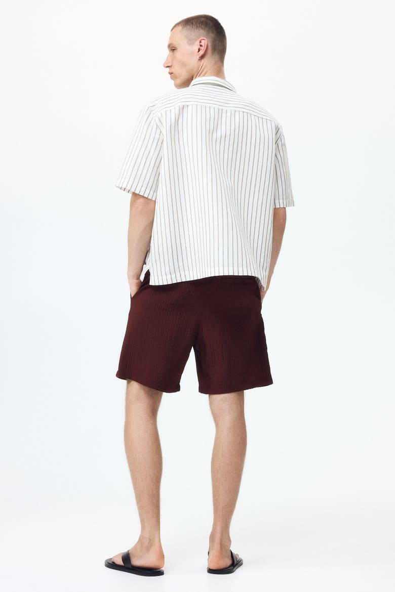 Relaxed Fit Textured Shorts, Alternate, color, Burgundy