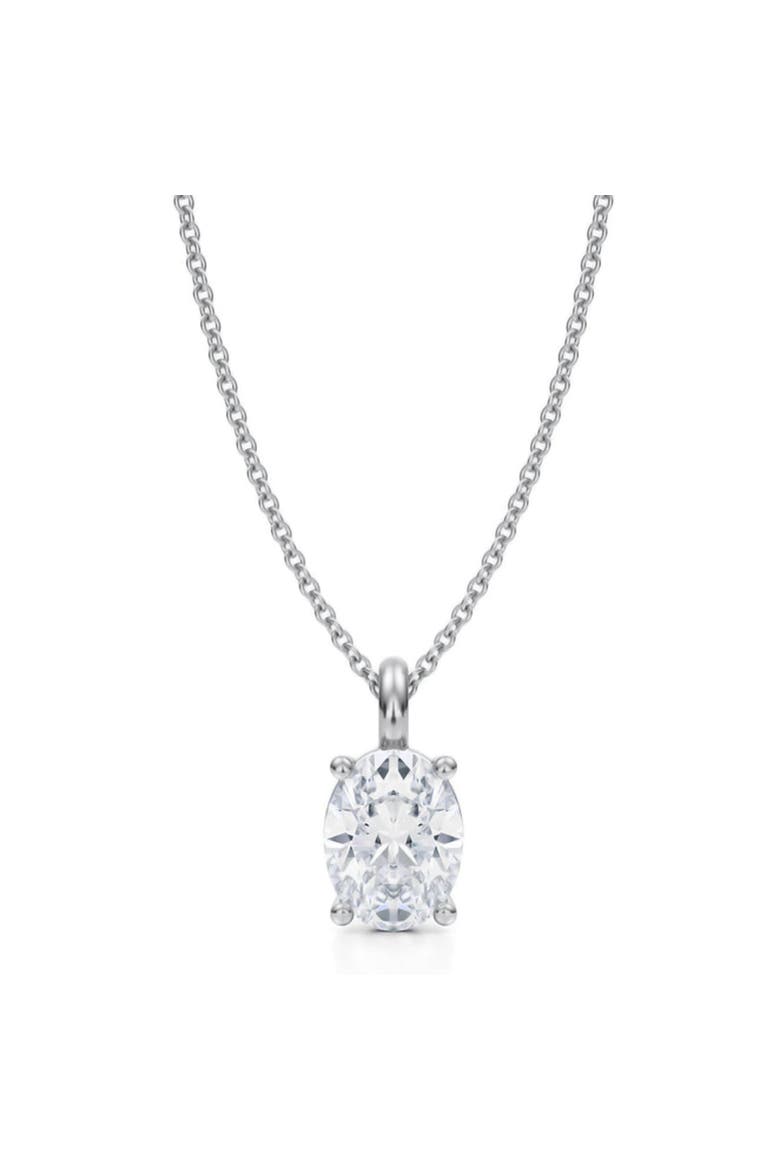 Oval Solitaire Lab Diamond Pendant Necklace 14K 1.50ct, Main, color, White Gold