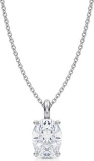 ALLUREZ Oval Solitaire Lab Diamond Pendant Necklace 14K 1.50ct