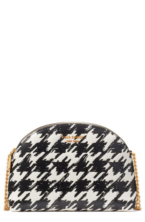 morgan painterly houndstooth double zip dome crossbody bag