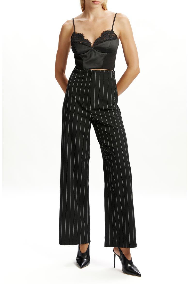 Anna Pinstripe High Waist Wide Leg Pants, Alternate, color, BLACK STRIPE