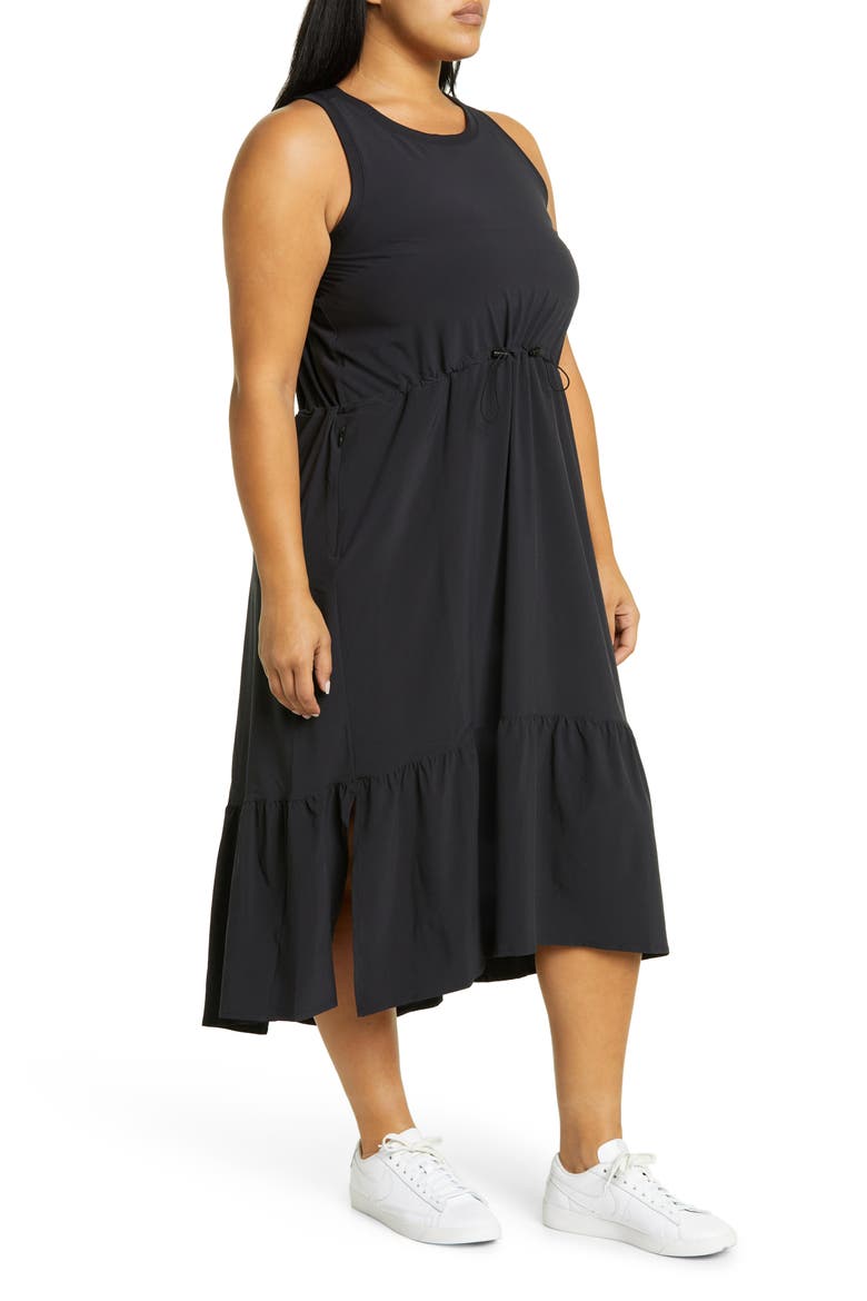 Pursuit Tiered Midi Dress, Alternate, color, BLACK