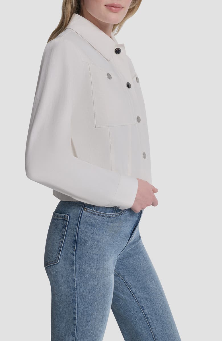 DKNY Twill Trucker Jacket, Alternate, color, Ivory