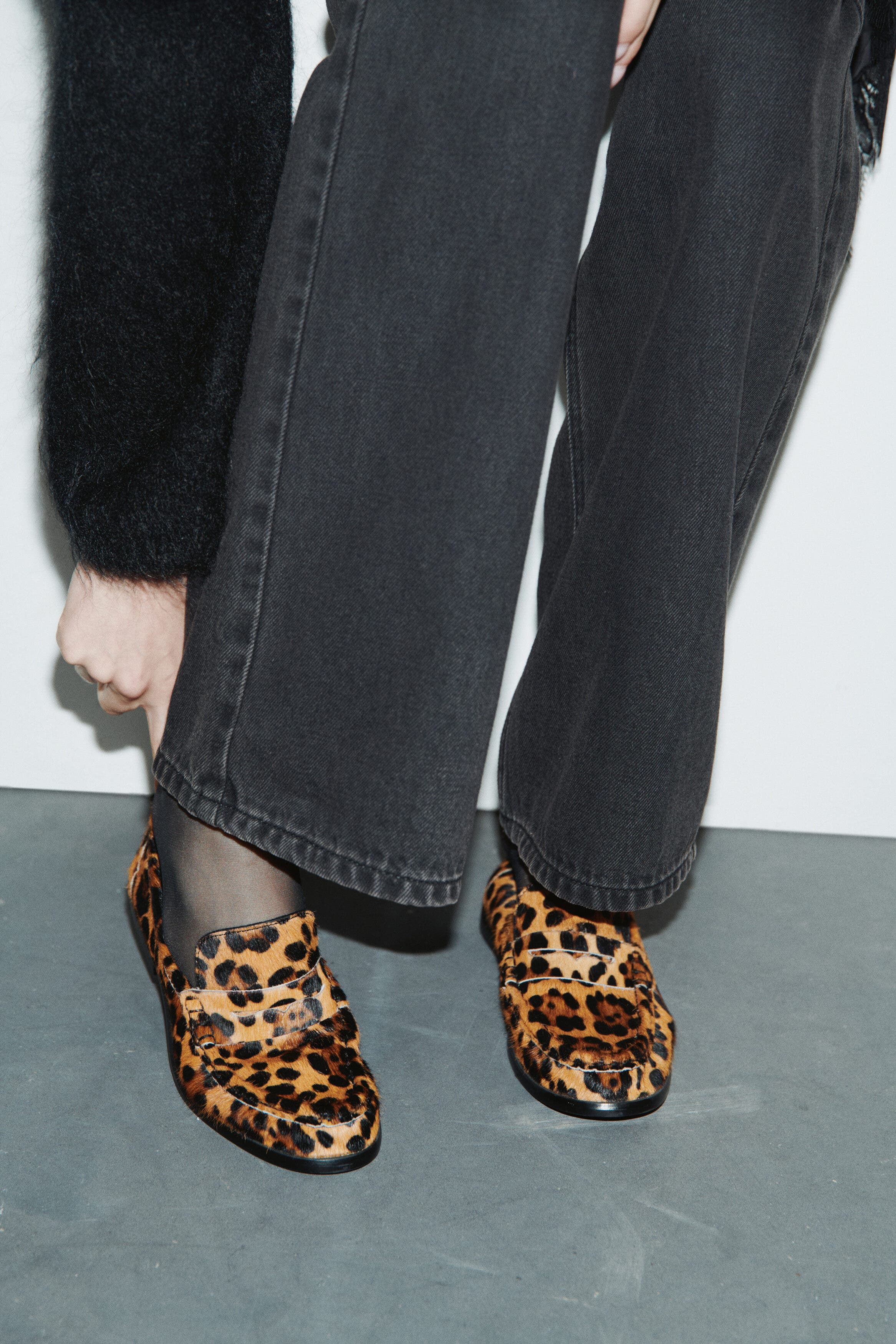 H&M Loafers, Alternate, color, Beige/Faux Leopard