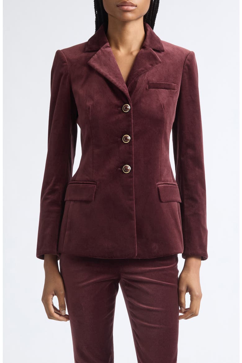 Raelynn Velvet Jacket, Main, color, BURGUNDY
