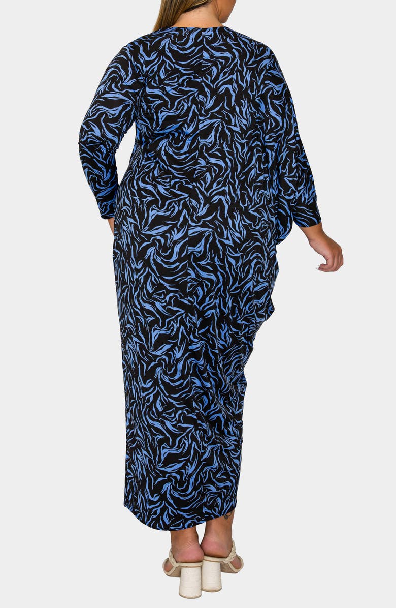 L I V D Jessica Asymmetric Long Sleeve Maxi Dress, Alternate, color, Black Peri