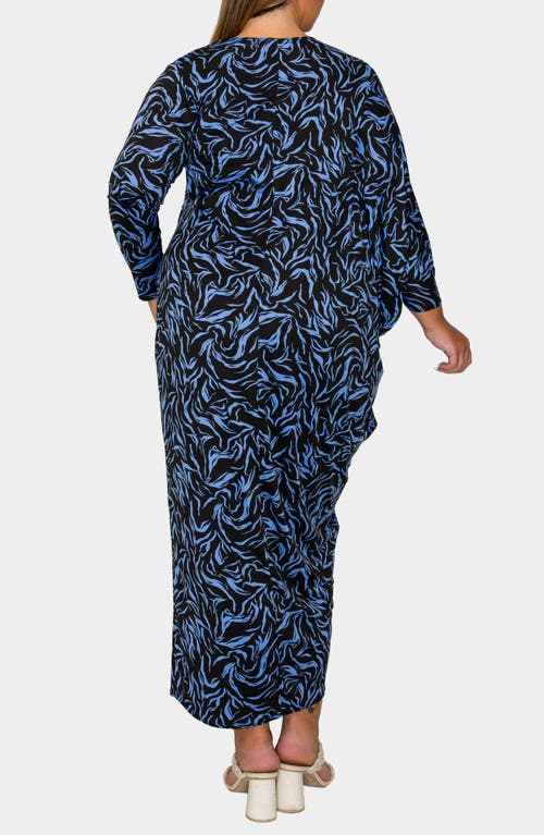 L I V D Jessica Asymmetric Long Sleeve Maxi Dress In Blue