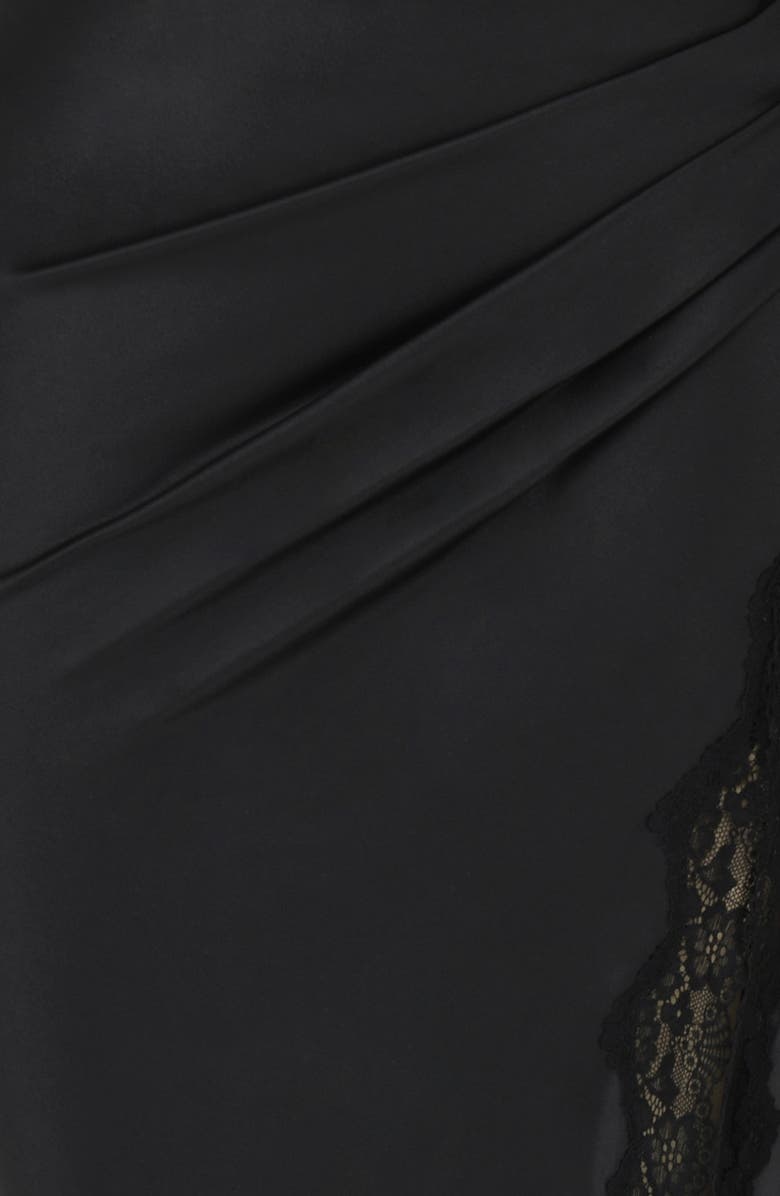 HOUSE OF CB Ruby Lace Trim Satin Midi Skirt, Alternate, color, 