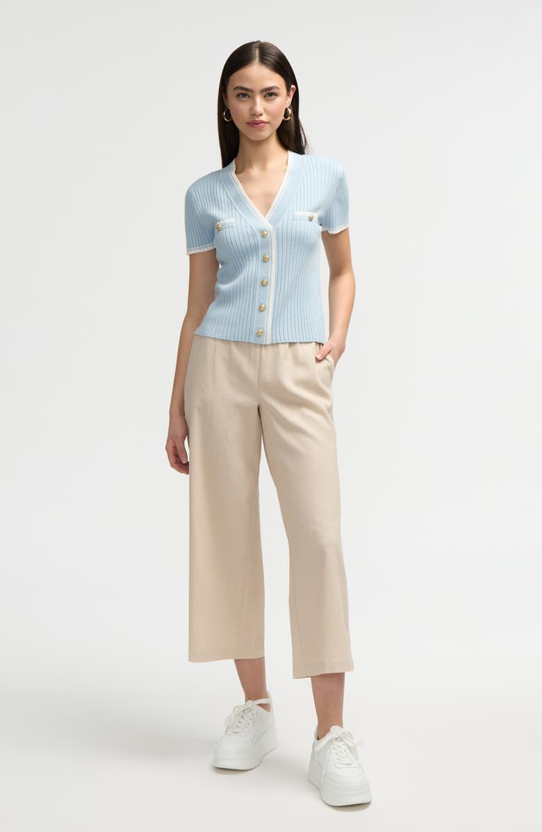 NVLT Stripe Short Sleeve Crop Cardigan, Alternate, color, Baby Blue/Marshm