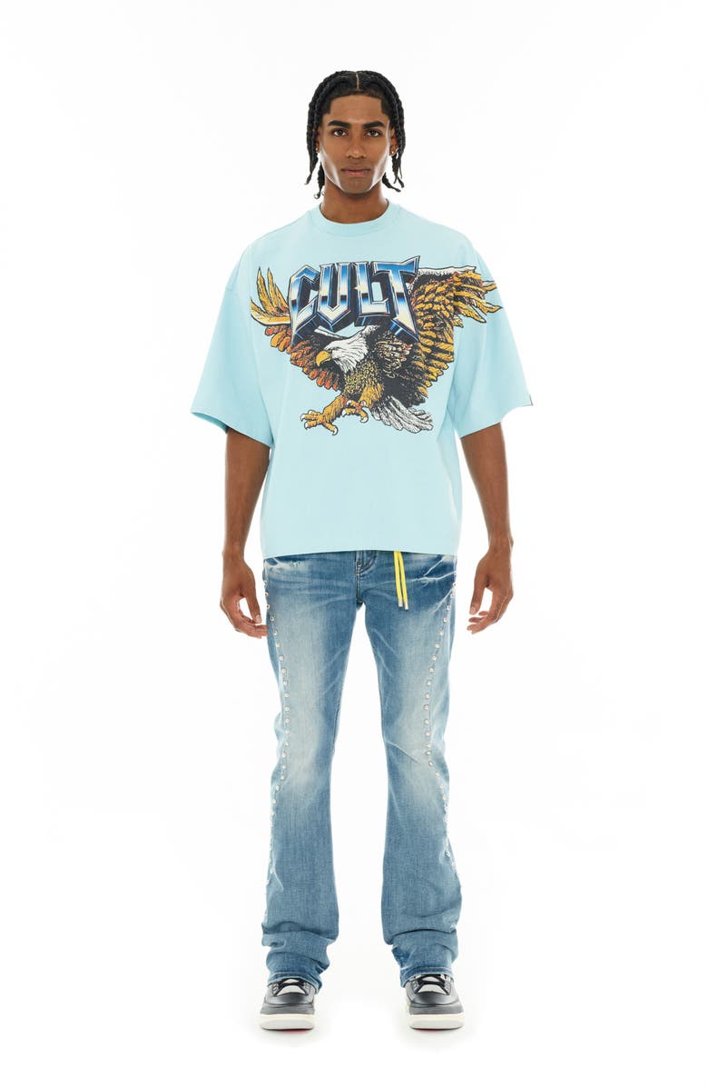 Cult of Individuality Eagle Oversize Graphic T-Shirt, Alternate, color, Blue Glow