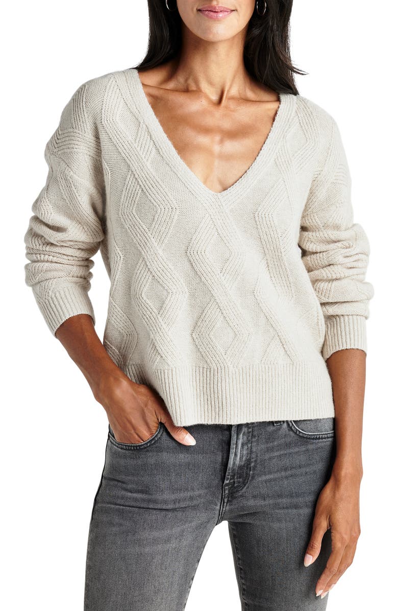 Splendid Diamond Stitch V-Neck Sweater, Main, color, 