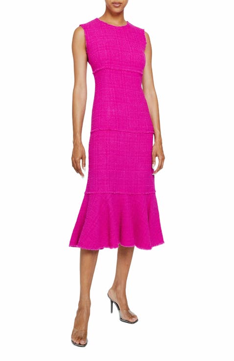 ANDI Sleeveless Fit and Flare Sheath Dress in Luxury Tweed