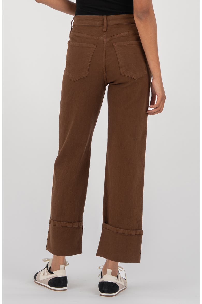 Sienna Cuffed High Waist Relaxed Straight Leg Jeans, Alternate, color, CAFE