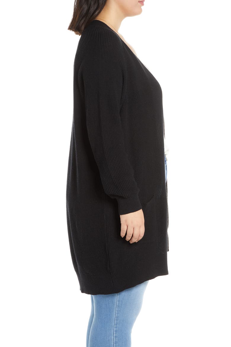 Longline Open Cardigan, Alternate, color, BLACK