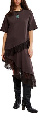 Free People Frosted Lace Layered T-Shirt Dress