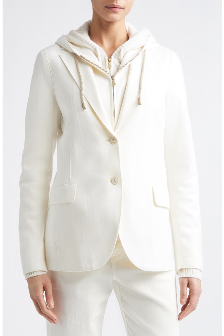 Virgin Wool Blend Jacket with Hooded Bib, Alternate, color, 150 CREAM