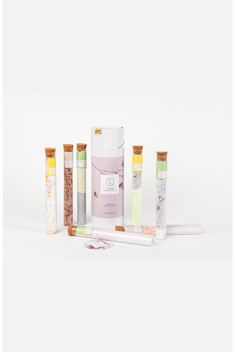 Natural Bath Salts Gift Set, 7 Glass Tubes, Alternate, color, None