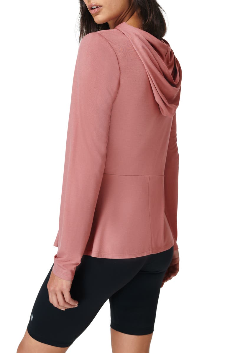 Sweaty Betty Tori Twist Front Hooded Pullover, Alternate, color, Cinder Pink