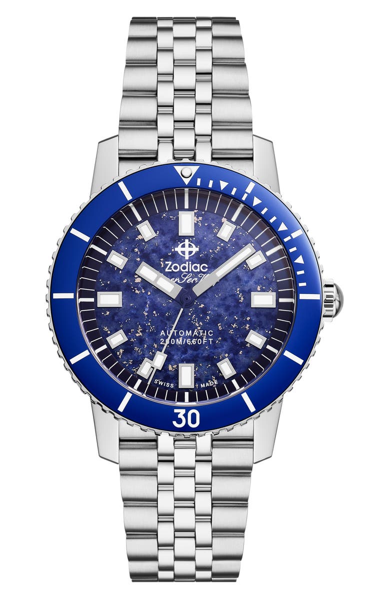 Zodiac Compression Diver Automatic Stainless Steel Watch, 40mm, Main, color, 