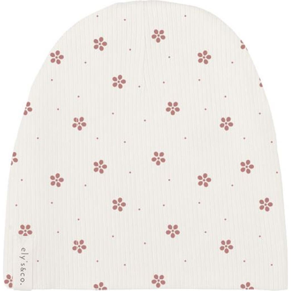 Ely's & Co. Baby Cotton Ribbed Beanie In Floral Pin Dot