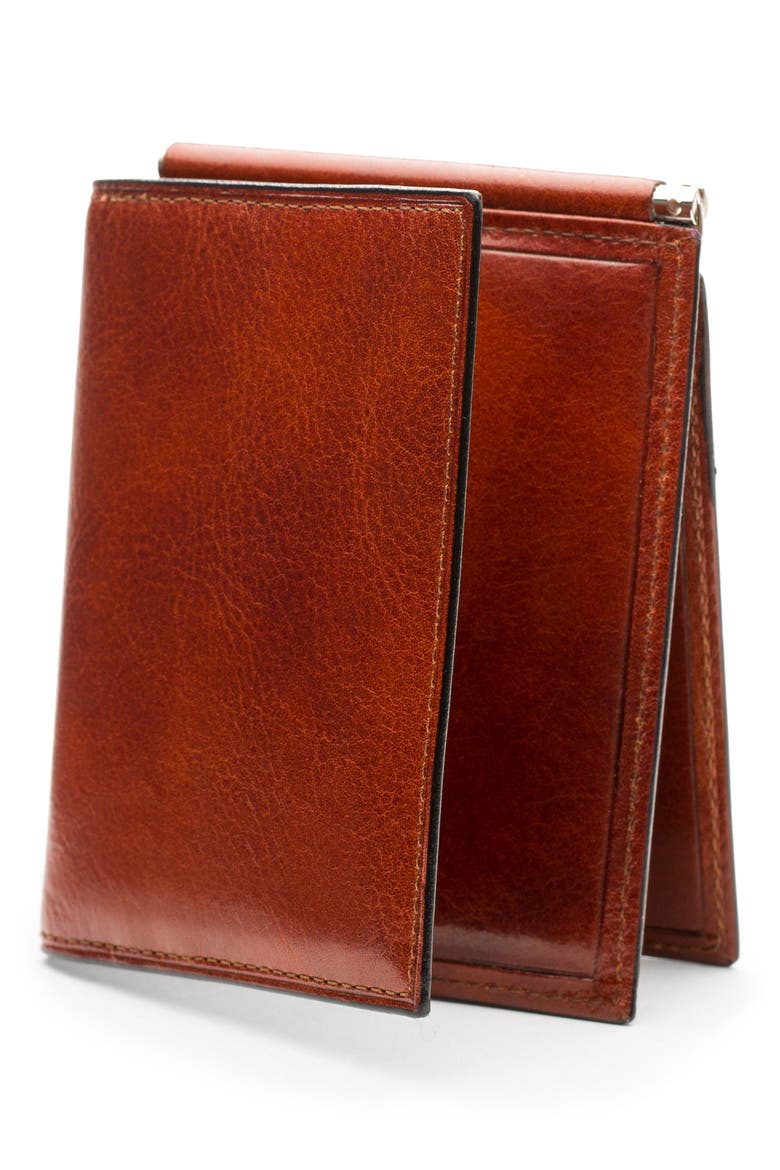Leather Money Clip Wallet, Main, color, AMBER