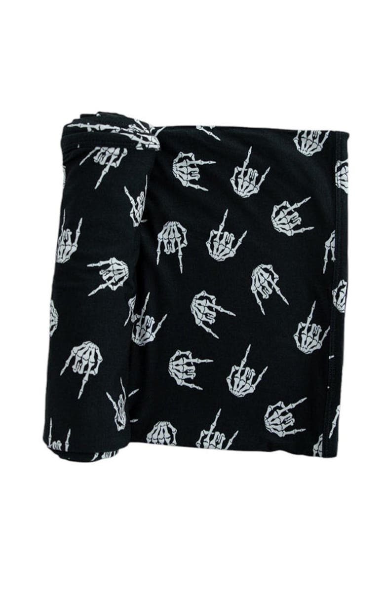 Charlie Lou Baby<sup>®</sup> Rock N' Skull Stretchy Swaddle, Main, color, Black