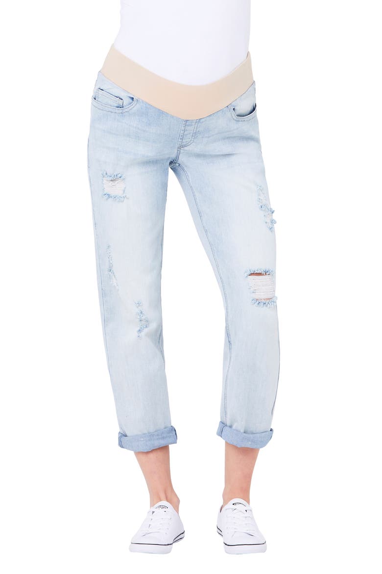 Baxter Ripped Maternity Boyfriend Jeans, Main, color, CLEAN FADE