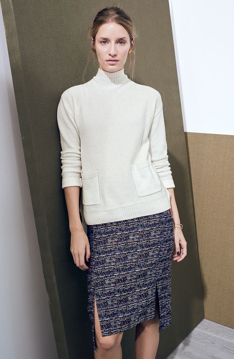 Halogen<sup>®</sup> Side Slit Step Hem Tweed Pencil Skirt, Alternate, color,