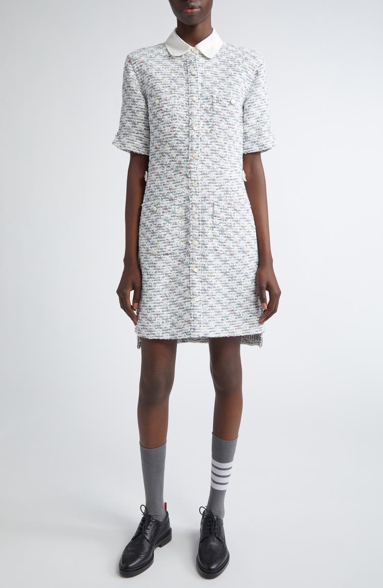 Thom Browne Tweed Sheath Dress, Main, color, Medium Grey