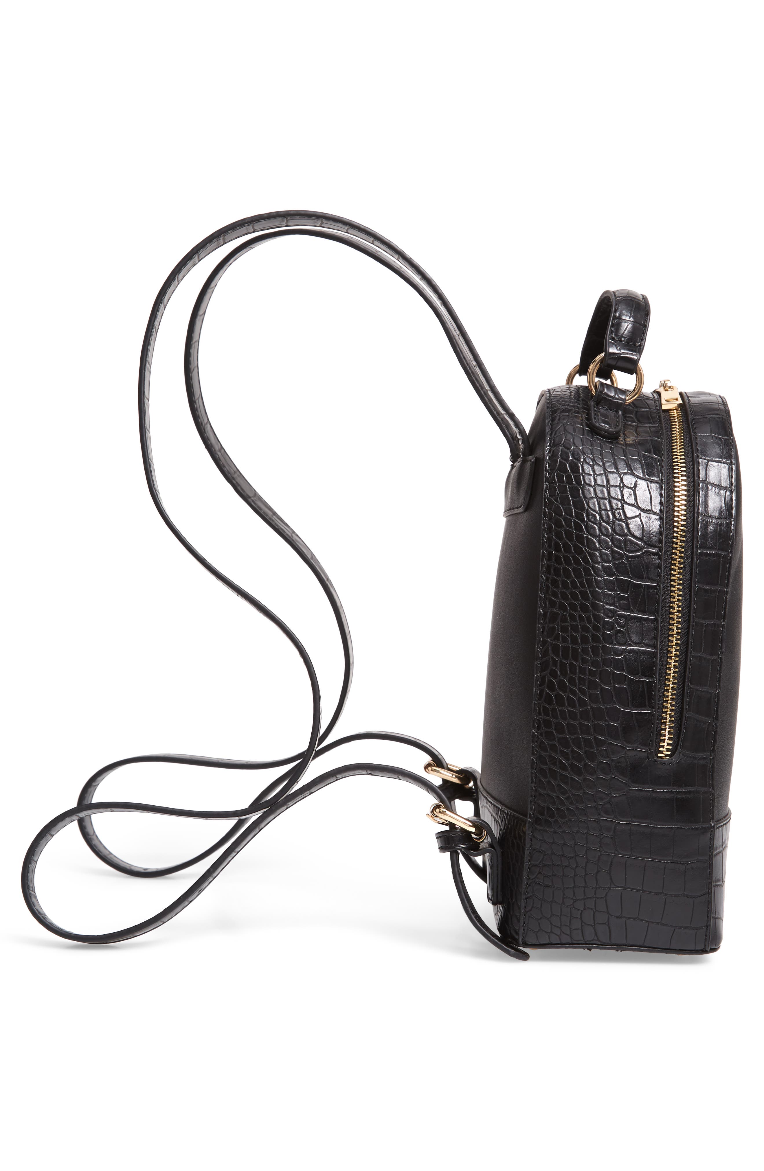 Sole Society Jamya Croc Embossed Faux Leather Backpack, Alternate, color, 