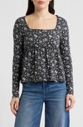 Lucky Brand Babydoll Henley Floral Top