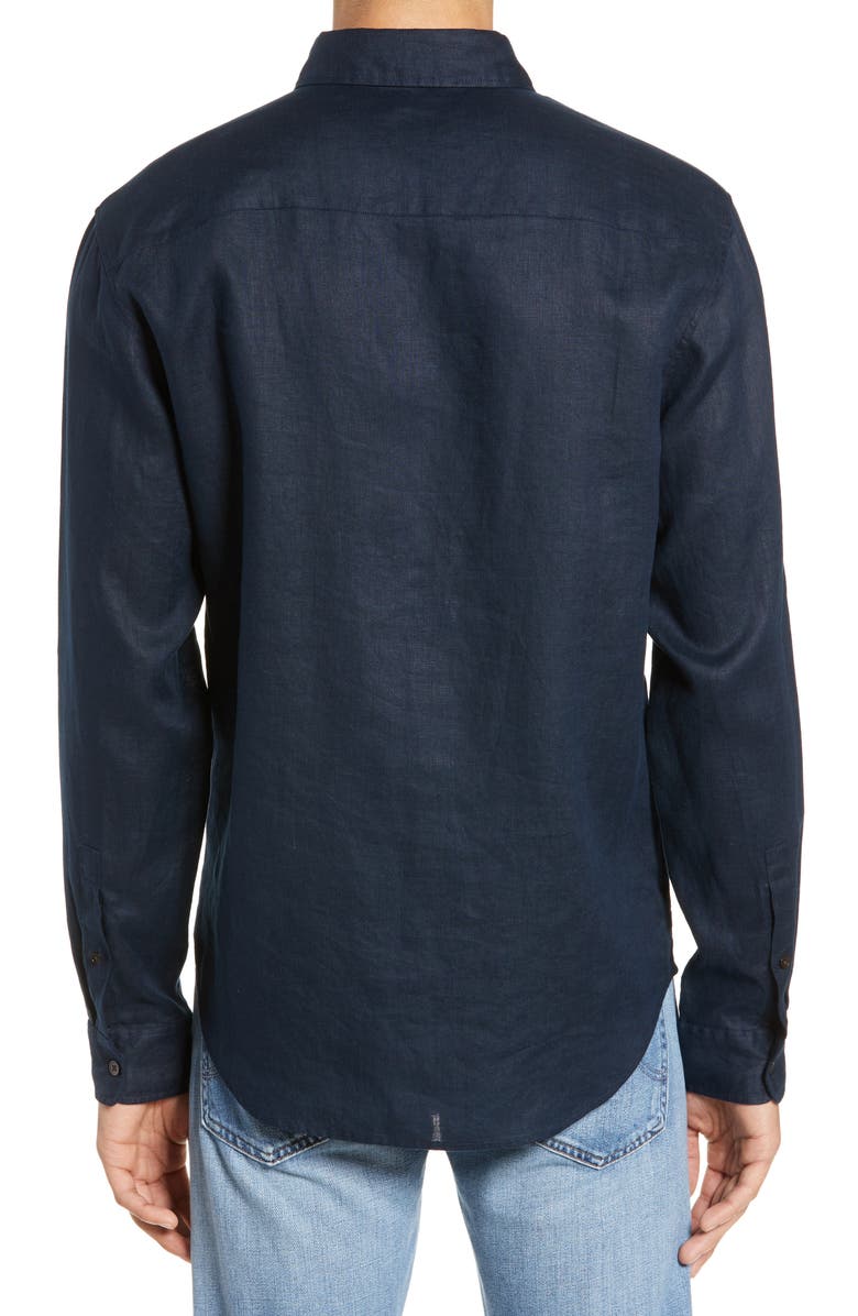 Club Monaco Solid Linen Slim Fit Sport Shirt, Alternate, color, 