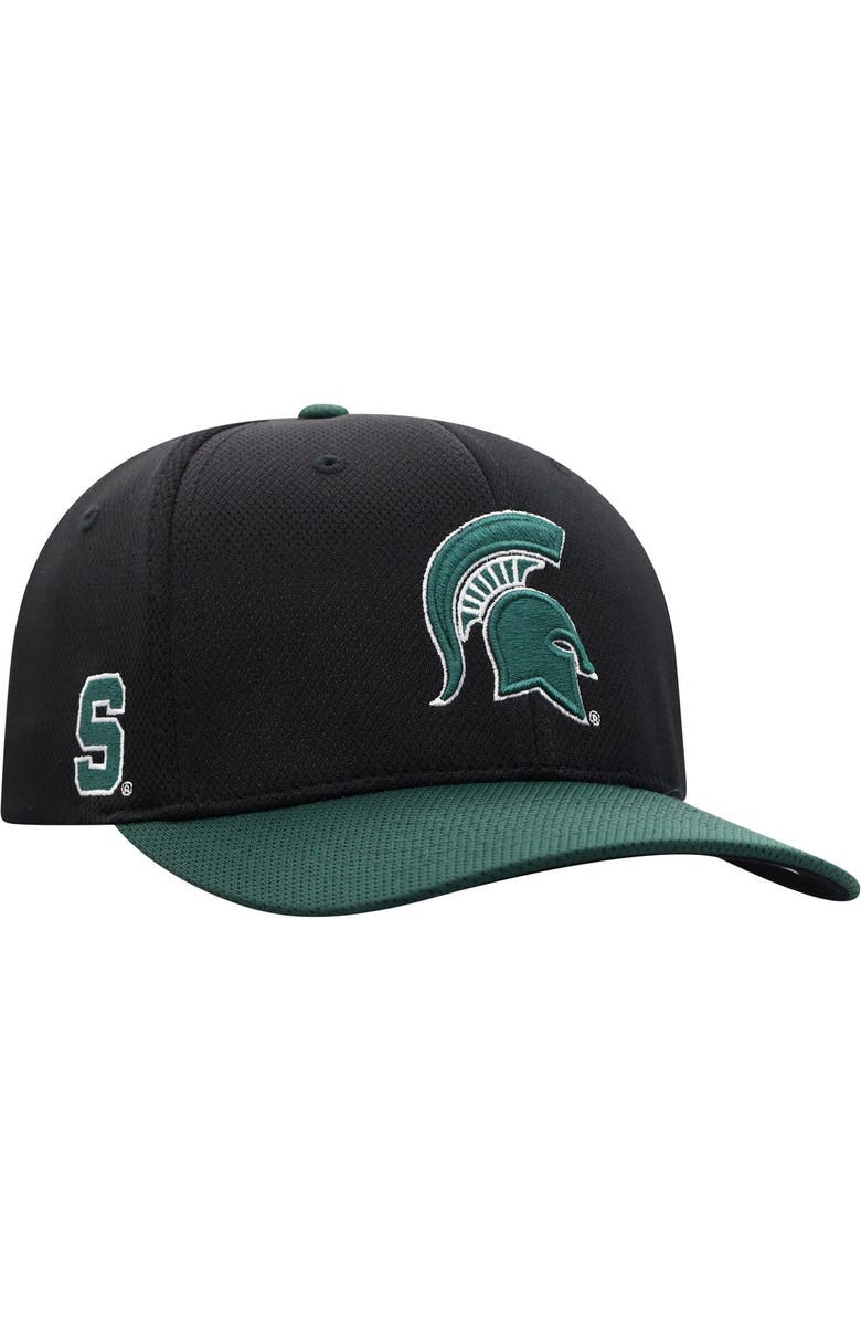 TOP OF THE WORLD Men's Top of the World Black/Green Michigan State Spartans Two-Tone Reflex Hybrid Tech Flex Hat, Main, color, Black
