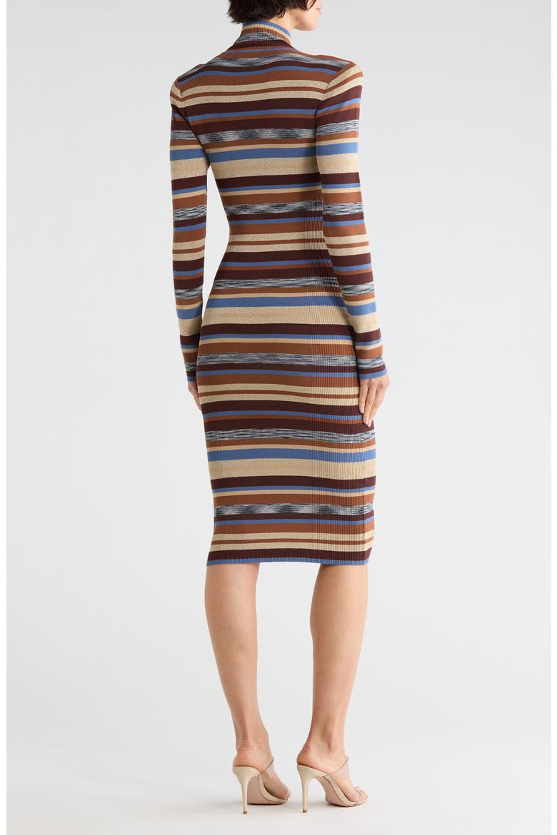Larelle Striped Metallic Long Sleeve Dress, Alternate, color, STONE BLUE/ BROWN MULTI