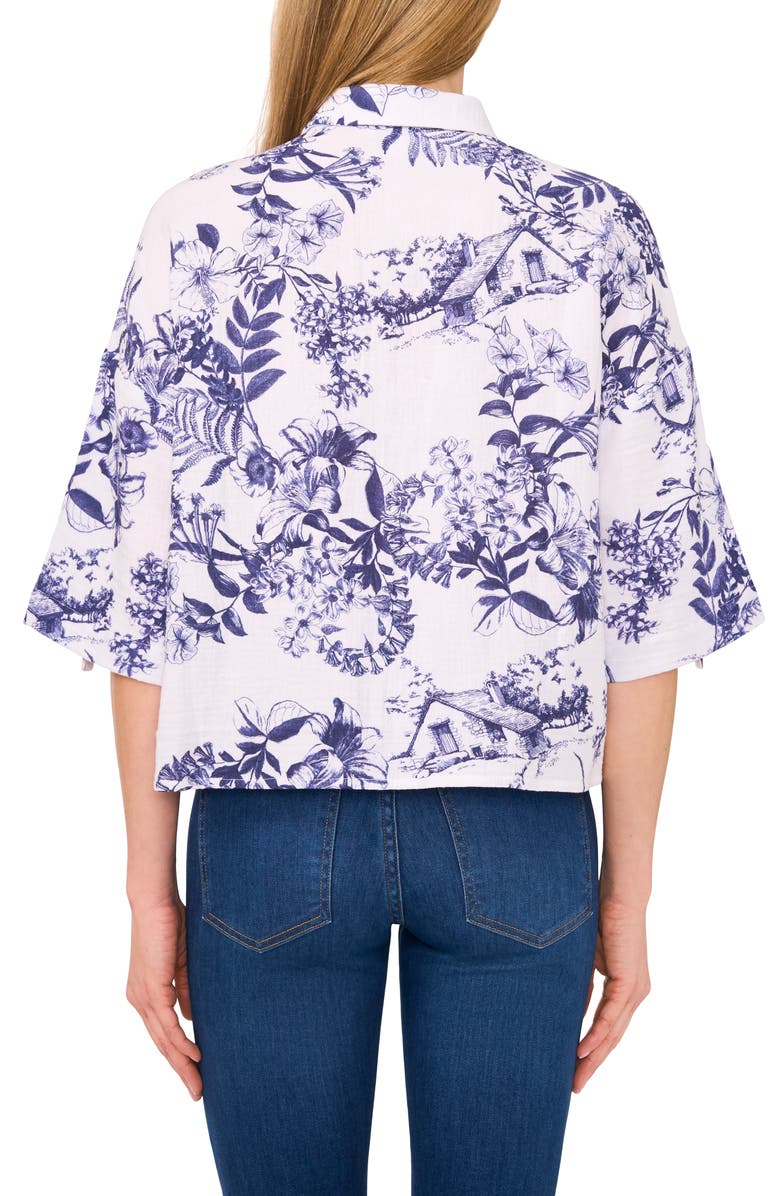CeCe Toile Print Cotton Button-Up Shirt, Alternate, color,