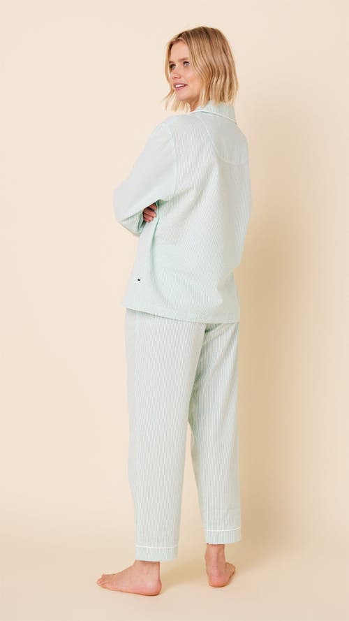 The Cat's Pajamas Cotton Seersucker Pajama Set In Blue