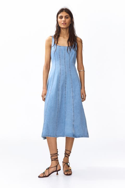 Denim midi dress