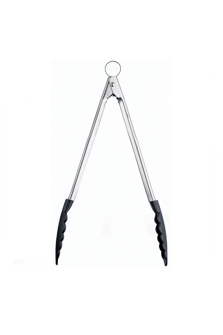 16 Inch Nonstick Nylon Locking Tongs, Main, color, Silver