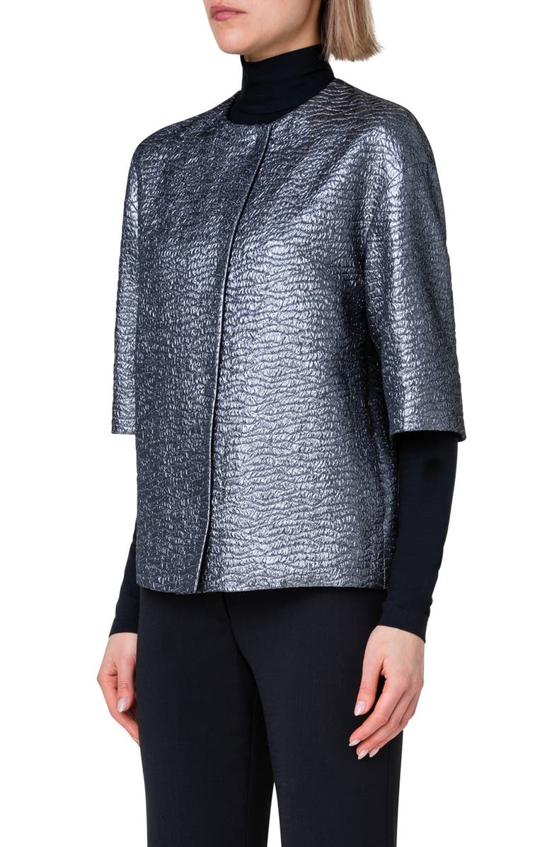 Akris punto Metallic Jacquard Jacket, Alternate, color, 